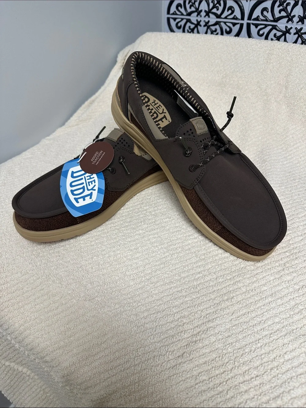 Hey Dude Brown and Tan Men's Casual Boat Shoes